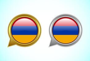 Armenia flag speech bubble. Speaking flag icon in gold and silver color vector