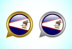 American Samoa flag speech bubble. Speaking flag icon in gold and silver color vector