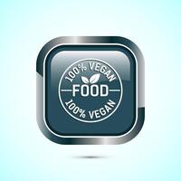 Vegan food icon design illustration. Bio, Ecology, Organic logos and label. Vegan food diet icon. Gray Color Square Button Design vector