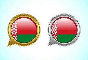 Belarus flag speech bubble. Speaking flag icon in gold and silver color vector