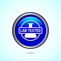 Lab tested icon. Laboratory testing product quality certificate symbol, Clinically certified, Blue Color Round Button Design vector