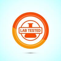 Lab tested icon. Laboratory testing product quality certificate symbol, Clinically certified, Orange Color Button Design vector