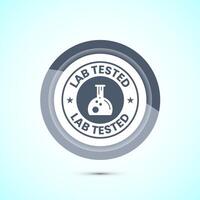 Lab tested icon. Laboratory testing product quality certificate symbol, Clinically certified, Gray Color Button Design vector