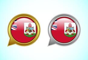 Bermuda flag speech bubble. Speaking flag icon in gold and silver color vector