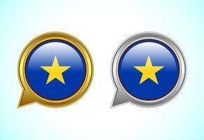 Congo Free State flag speech bubble. Speaking flag icon in gold and silver color vector