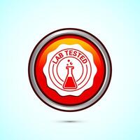 Lab tested icon. Laboratory testing product quality certificate symbol, Clinically certified, Orange Color Round Button Design vector
