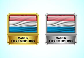 Made in Luxembourg label icon in gold and silver color. Flag icon set for business vector