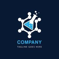 Chemical Logo Design with Laboratory Flask and Molecule Icons vector