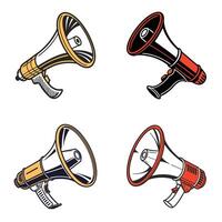 Megaphone flat Icon Set in Various Styles and Colors for Marketing, Advertising, and Announcements vector