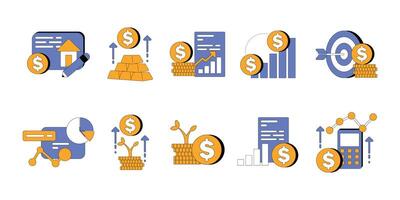 Flat Design Investment and Financial Icons vector
