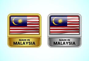 Made in Malaysia label icon in gold and silver color. Flag icon set for business vector