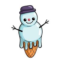 Snowman in Ice Cream Cone vector