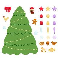 Christmas Icons Set, Flat Holiday Decorations Constructor vector
