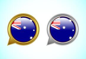 Australia flag speech bubble. Speaking flag icon in gold and silver color vector