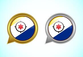 Bonaire flag speech bubble. Speaking flag icon in gold and silver color vector