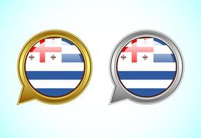 Adjara flag speech bubble. Speaking flag icon in gold and silver color vector