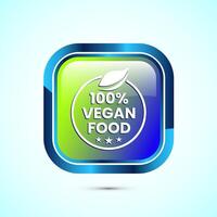 Vegan food icon design illustration. Bio, Ecology, Organic logos and label. Vegan food diet icon. Glossy Square Button Design vector