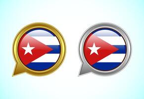 Cuba flag speech bubble. Speaking flag icon in gold and silver color vector