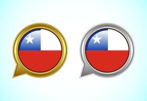 Chile flag speech bubble. Speaking flag icon in gold and silver color vector
