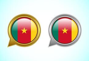 Cameroon flag speech bubble. Speaking flag icon in gold and silver color vector