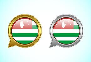 Abkhazia flag speech bubble. Speaking flag icon in gold and silver color vector