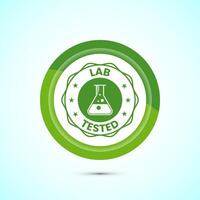 Lab tested icon. Laboratory testing product quality certificate symbol, Clinically certified, Green Color Button Design vector