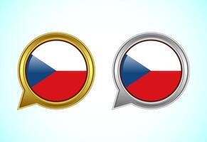 Czechoslovakia Free State flag speech bubble. Speaking flag icon in gold and silver color vector