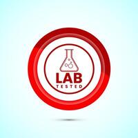 Lab tested icon. Laboratory testing product quality certificate symbol, Clinically certified, Red Color Button Design vector
