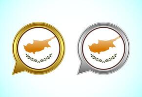 Cyprus Free State flag speech bubble. Speaking flag icon in gold and silver color vector