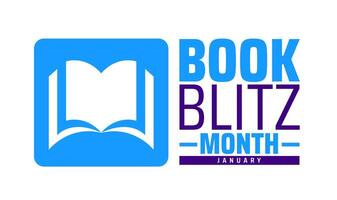 Book Blitz Month background banner or poster design template. vector