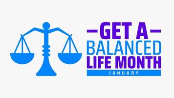Get a Balanced Life Month background banner or poster design template vector