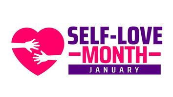 Self Love Month background banner or poster design template. vector