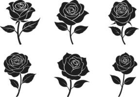 Set of Elegant Rose Silhouettes Illustrations vector
