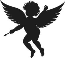 Cupid Silhouette with Wings and Arrow Illustration for Valentine's Day vector
