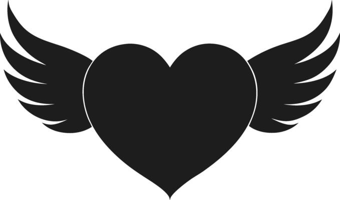 Winged Heart Silhouette Illustration