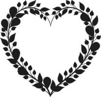 Leafy Heart Silhouette Wreath Illustration vector
