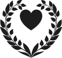 Heart and Laurel Wreath Silhouette Illustration for Love and Nature Themes vector