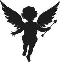 Cupid Silhouette Illustration with Wings and Arrow for Love and Valentine Themes vector