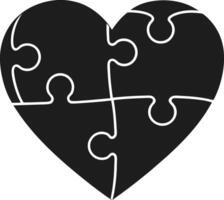 Heart-Shaped Puzzle Silhouette Illustration for Love and Connection Themes vector