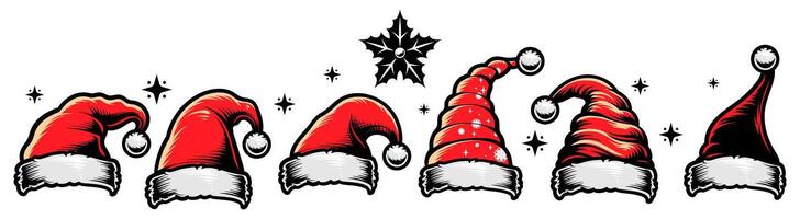 An illustration of Santa Claus hat. Hand drawing of Christmas element. Eps 10. vector