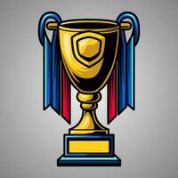 An illustration of golden trophy template. Futuristic color. Hand drawing of digital trophy element. Eps 10. vector