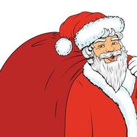 Santa Claus character with red bag and text bubble pop art retro style illustration vector