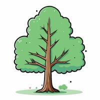 Cartoon tree with a green leaf on it vector