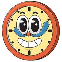Cartoon clock with a smile face vector