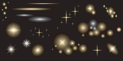 Glowing stars and effects set vector
