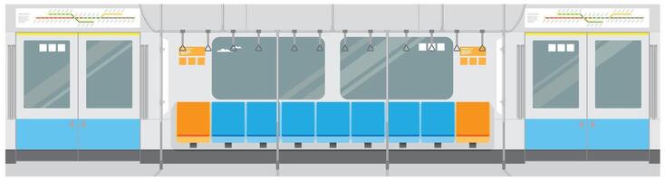 a drawing of an empty subway train with the front facing windows and doors vector