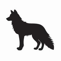 Black-and-White Arctic Wolf Silhouette in Isolated Design vector