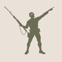A silhouette of a soldier holding a rifle vector