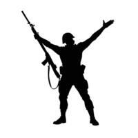 A silhouette of a soldier holding a rifle vector