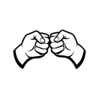 Two hands are pointing at each other in a fist vector